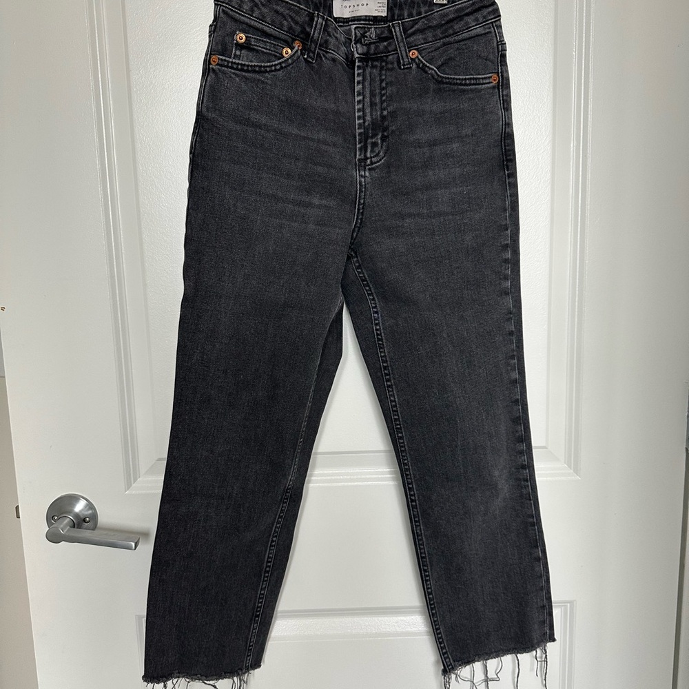 Topshop Frayed Black Jeans